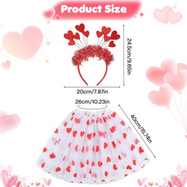 DIELIANHUA DIELIANHUA 2 PCS Amor Kostüm Damen, Karneval Kostüme Amor Set, Herzchen Tutu, Damen Tüllrock Weiß, Herz Haarreif, Herz Stirnband mit Glitzer Pailletten, Romantische Amor Kostüm Accessoires