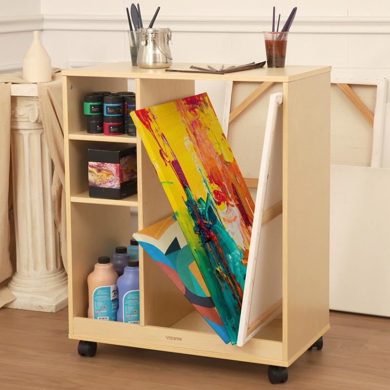 VISWIN Art Cart Organizer, Solid Beechwood Art Supply Storage Organizer