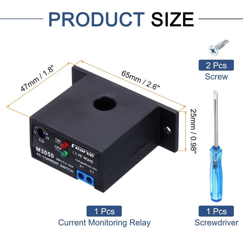 sourcing map Miniature Current Switch 0-30A Normally Open AC Current