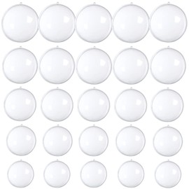 25 PCS Clear Plastic Fillable Ornaments,Transparent DIY Craft Ball,Clear DIY Christmas Ornament 5 Different Sizes for Wedding,Party,Home Decor