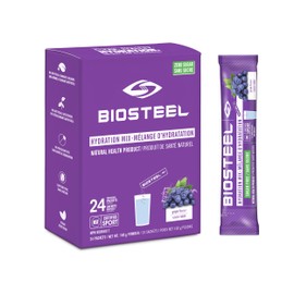 BioSteel Hydration Mix, Great Tasting Hydration with Zero Sugar, and No Artificial Flavours or Preservatives, Grape Flavour, 24 Single Serving Packets