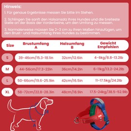 LiebeDD Dog Harness with Lead for Medium Small Dogs Puppies, Colourful Colour Block Harness, Soft Padded Safety Harness Dog with Handle, Reflective & Lightweight, Red + Blue, M