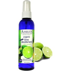 AMRITA Aromatherapy: Organic Lime Deodorant Spray - All Natural PARABEN Free Body Odor Eliminator, NON-GMO & 100% Natural Essential oil Blend - SIZE: 4oz