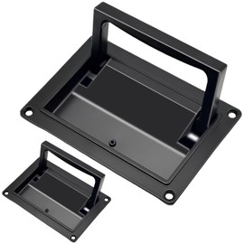 evan Recessed Door Pull Handles, Large Zinc Alloy Folding Pull Handle, Black Flush Lift Ring Pull Handles for Furniture, Cabinet, Dresser, Drawer, Cupboard, Toolbox,5.1" * 3.6",2 Pack