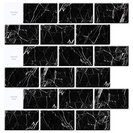 Art3d 10-Sheet Peel and Stick Backsplash, 12 in. x 12 in. Subway Tiles in Marble Design