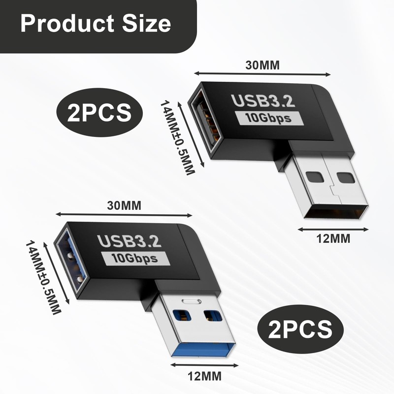 4 x USB Angled Connector 90 Degree USB 3.2 Angle
