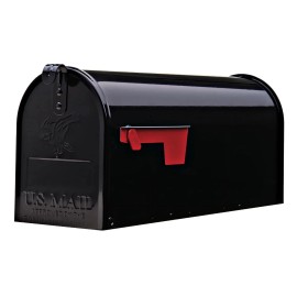 Gibraltar Mailboxes Classic Medium Steel Post Mount Mailbox BlackOpens T1S00B00