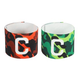 MECCANIXITY Soccer Captain Armband, Nylon Captain Arm Bands for Soccer Elastic Captain C Arm Band Sports Captain Armbands for Football Team Training Youth & Adult Orange/Green, Pack of 2