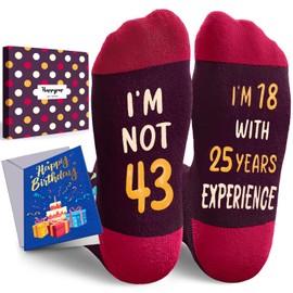 HAPPYPOP 43rd Birthday Gifts for Women - Men Socks for 43 Year Old Her Sister Wife, Female Birthday Gift Ideas with Cards in Their 40s
