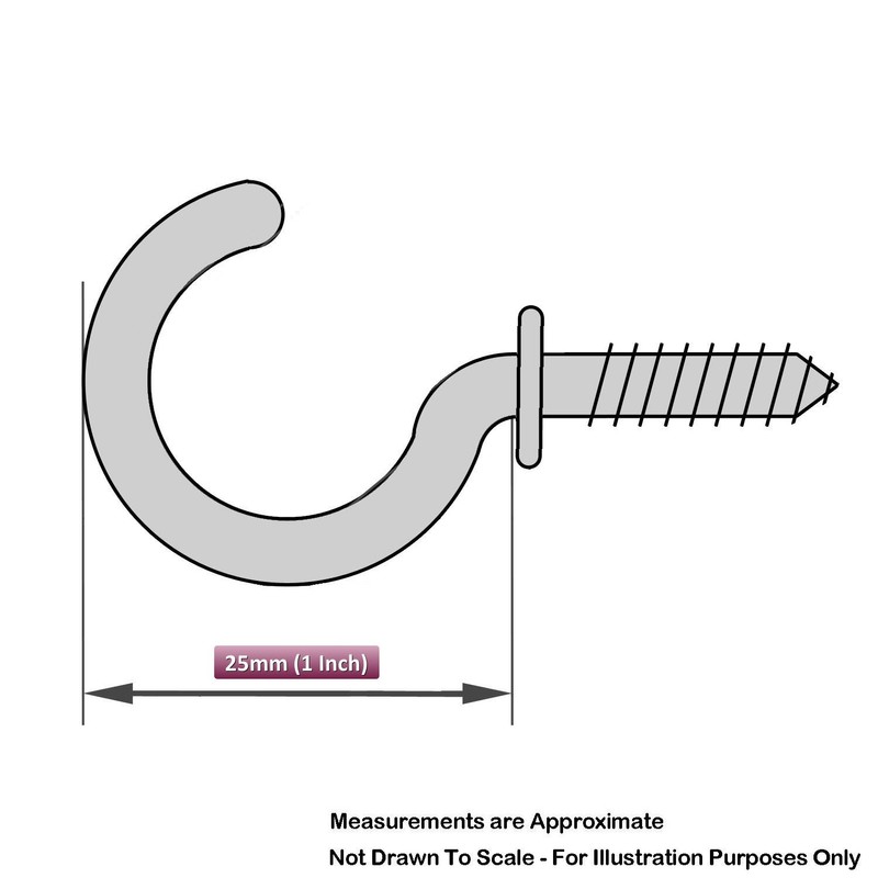 Pack Of 20 Cup Hook 25Mm To Shoulder Total Length