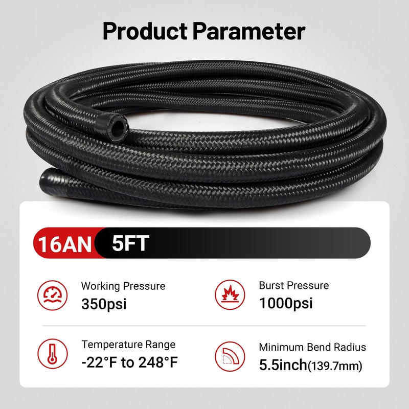 EVIL ENERGY 16AN Fuel Line, AN16 Braided Fuel Hose Nylon