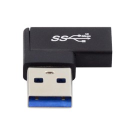 cablecc USB-C Female Type C to USB A Male USB 3.0 Data Charger Adapter 90 Degree Flat Horizontal Left Angled for Laptop Desktop