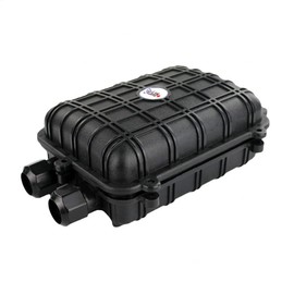 5er Link Technology Outdoor Rated Fiber Optic Splice Enclosure | Waterproof | Black Stainless Steel | Includes Fiber Optic Cable, Splices | Holds Up to 24 Strands