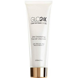 GLO24K Limpiador facial exfoliante con oro de 24 k, microdermoabrasión antienvejecimiento con vitaminas C y E