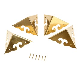 dophee 4Pcs 1.77" Brass Corners Bracket, Retro Style Decorative Corner Cover Protectors for Wooden Box Jewelry Box Gift Box Desk Chest with Mounting Nails