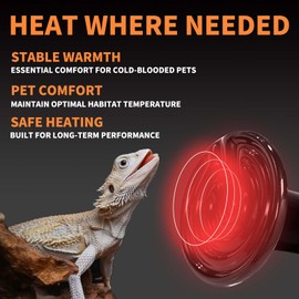 PTSCBS 2-Pack Ceramic Reptile Heat Lamp (Non-Light Emitting Bulb) - for Amphibian Pet Brooders, Chicken Incubation, and Terrariums (Turtle/Lizard/Bearded Dragon/Snake) (75W, Count, 1)