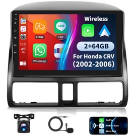 [2G+64G] Android 15 Car Stereo for Honda CRV 2002 2003 2004 2005 2006 with Wireless Carplay Android Auto,9 Inch Touch Screen Car Radio with Bluetooth GPS WiFi FM RDS EQ DSP SWC Backup Camera