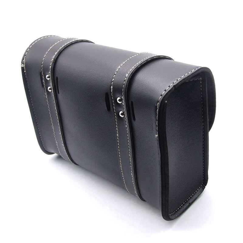 RILOER Motorcycle Saddle Bags Black Leather Storage Box Side Pockets