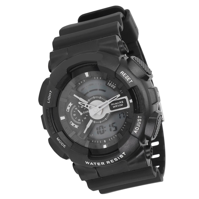 Students Electronic Watch Waterproof EL Light Dual Time Modes Digital