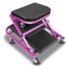 Auto Dynasty 40" Z-Creeper Seat, 2-in-1 Foldable Garage Creeper Shop Seat, 330 LBS Capacity Automotive Mechanic Repair Under Car Rolling Creeper Seat, Purple