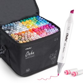 Ohuhu Alcohol Markers - Double Tipped Art Marker Set for Artist Illustration -160 Colors- Chisel & Fine Dual Tips- Oahu of Ohuhu Markers - Refillable