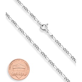 Miabella Solid 925 Sterling Silver Italian 2.3mm Diamond-Cut Figaro Link Chain Necklace for Women Men, Made in Italy (Length 30 Inches)