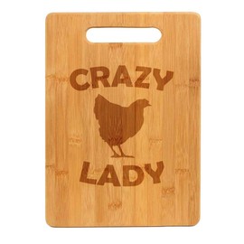Bamboo Wood Cutting Board Crazy Chicken Lady