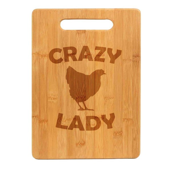 Bamboo Wood Cutting Board Crazy Chicken Lady