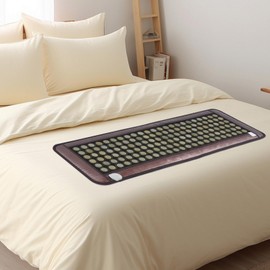 Far Infrared Heating Pad,59 x 20In Stone Heating Mat,Adjustable Massage Mattress Full Body Heating Pad Heat Electric Stone Heating Mat Natural Jade Negative Ions Pad Massager for Home Office(Coffee)