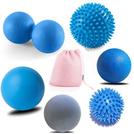 Hha&Ptj Massage Ball Set for Myofascial Release - Deep Tissue & Trigger Points Relief for Back, Neck, Hand, Shoulder Muscle Therapy, Plantar Fasciitis - Lacrosse, Peanut, and Spiky Balls (6 Sets)