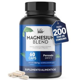 LIFE 360+ Magnesium Blend | Óxido, Glicinato, Gluconato y Citrato| 60 caps