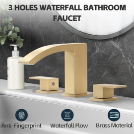 FELIXBATH 2 Handle Widespread Bathroom Sink Faucet, 3 Hole Bathroom Faucets for Sink, 8 Inch Vanity Faucet with Pop Up Drain and Supply Hoses, Brushed Gold