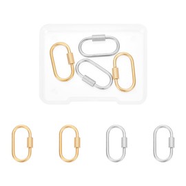 UNICRAFTALE 4pcs 2 Colors Oval Screw Carabiner Lock Key Clasps Keychain Rings Stainless Steel Key Ring Metal Split Key Chain for Home Car Keys Organization 25.5mm