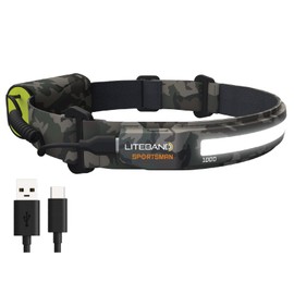 OPTIMAL VENTURES Liteband PRO 1000 Series Camo Wide-Beam Adjustable Personal Headlamp, 210° Illumination, Battery-Powered, Fits Hard Hats and Helmets, LBP1000-L34C, 1000 Lumens, Camo …