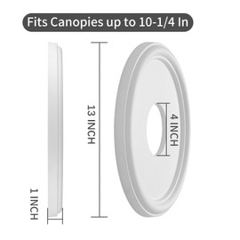 ELFCAB White Molded PU Ceiling Medallion for Light Fixtures and Ceiling Fans 13 inch OD x 4 inch ID x 1 inch P Fits Canopies Up to 10.25 inch