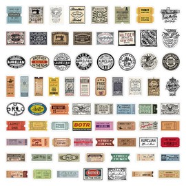 Pack of 50 Retro Tickets Sticker Pack Tickets Sticker Set Waterproof Vinyl Sticker for Laptop Children Cars Motorcycle Bicycle Skateboard Luggage Suitcase Computer Sticker Graffiti Decal