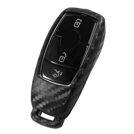 WORCAS Key Fob Case Carbon Fiber Pattern Silicone Cover Compatible with A Class B Class C Class E Class G Class S Class CLA Class CLS Class GLA Class 4 Universal Button Keyless Entry Remote