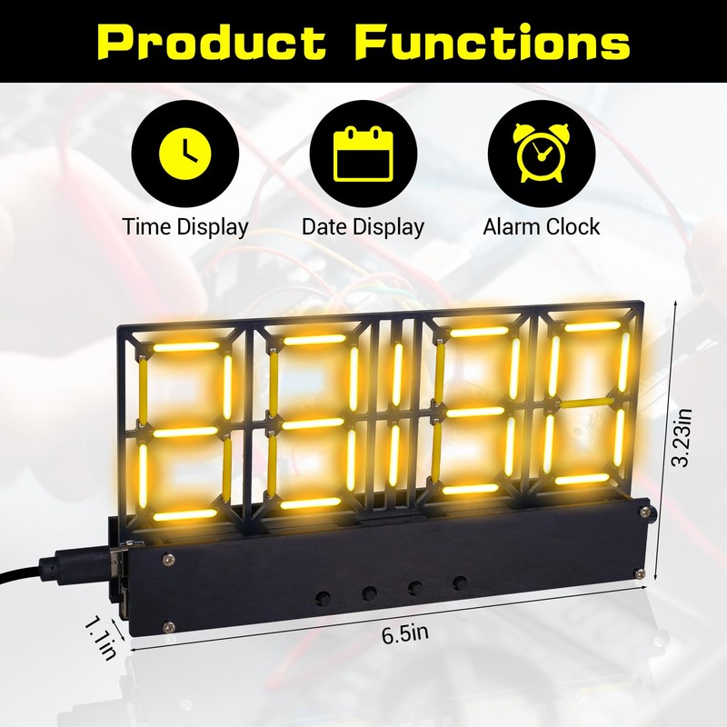 Soldering Practice Kit, 4-Bit Digital Clock Kit with Lighting Adjustment,