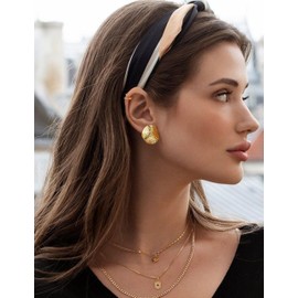 Chunky Statement Gold Stud Earrings - Dainty Fashion 18K Gold Plated Earrings for Womens Non Tarnish and Hypoallergenic Dangling Earings for Woman and Teens