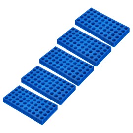 PATIKIL Vial Rack for 2ml Autosampler Vials, 5 Pack Vial Tray Holder 50-Well Stackable Test Tube Rack Vial Holder for Microcentrifuge Tubes, Blue