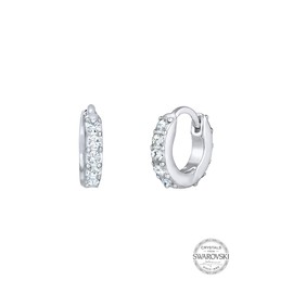 Elli Women's Creole Earrings Elegant Mini Sparkling with Crystals in 925 Sterling Silver, Sterling Silver, Crystal