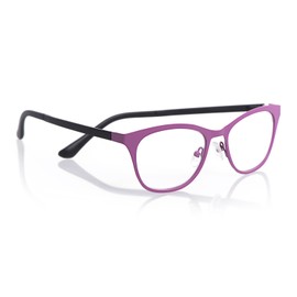 eyebobs Irregular Curves Women's Premium Readers, Pink Stainless Steel Front with Black Nylon Temples in a Matte Finish, 2.25 Magnification