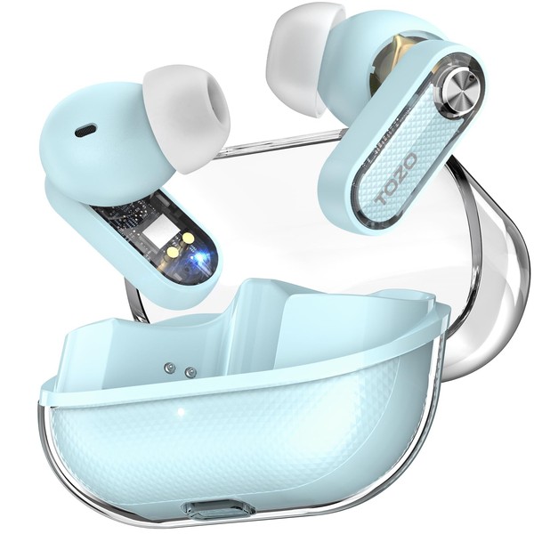 TOZO Crystal Pods Hybrid Active Noise Cancelling Earbuds, 38dB ANC