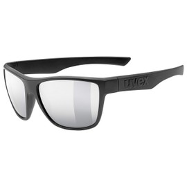 uvex LGL 41 - Sunglasses for Men and Women - Mirrored Lenses - Filter Category 3 - Black Matt/Silver - One Size