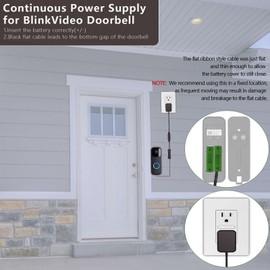 3V1A AC Charging Cable Power Adapter AA Dummy Battery Kit(Replace Only 2 AA Batteries) Video Doorbell Transformer, for Blink/Honeywell Thermostat/LED Light for Christmas Power Cable