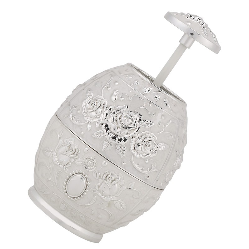 Metal Zinc Alloy Toothpick Holder Flower Pattern Hand Press Toothpick