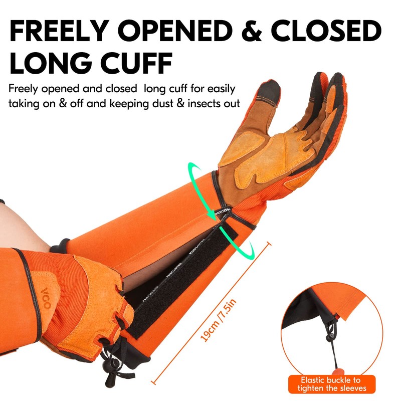 Vgo... Gardening Gloves Long Sleeves in Leather with Touchscreen, Heavy