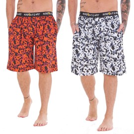 Norfolk and Way Mens Pack of 2 Lounge Shorts | All Over Print Design | Cotton Lounge Wear | Mens Sizes S - 2XL (Large)