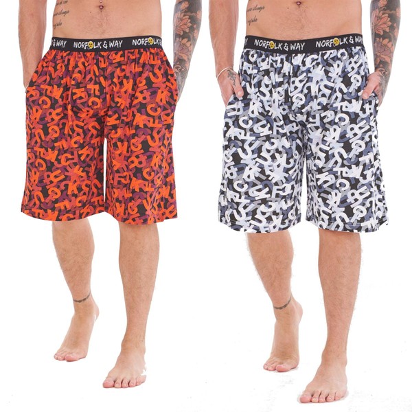 Norfolk and Way Mens Pack of 2 Lounge Shorts |