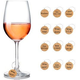 Maitys 12 Pcs Wooden Wine Glass Charms Glass Markers Drink Markers For Wine Champagne Flutes Cocktails Martinis (Novel)